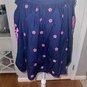 Lilly Pulitzer Navy off shoulder top with Pink Floral Accents